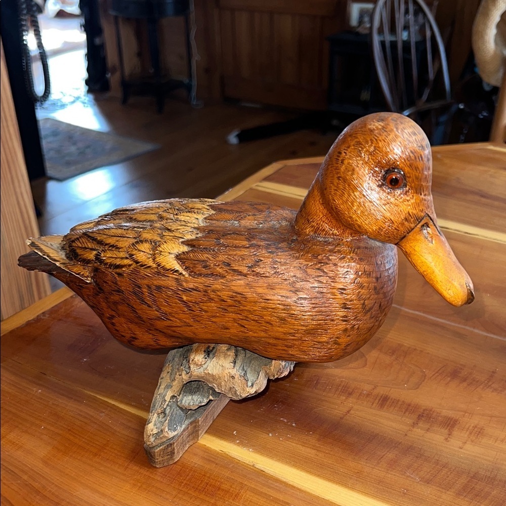 Vintage Handcrafted Wooden Duck Figurine